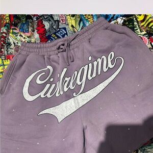 Civil Regime Purple rhinestones shorts